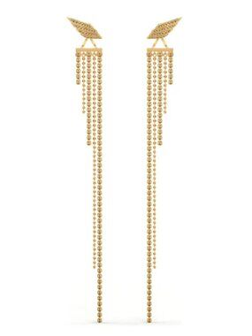 Swarovski Fit Wonder Women Gold Plated Crystal Wing Fringed Earrings